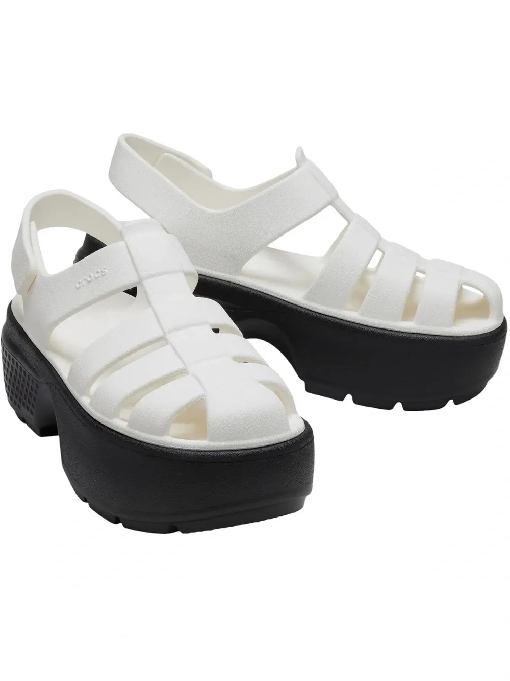 New from Anthropologie CROCS White & Black Platform Fisherman Sandals Size 9